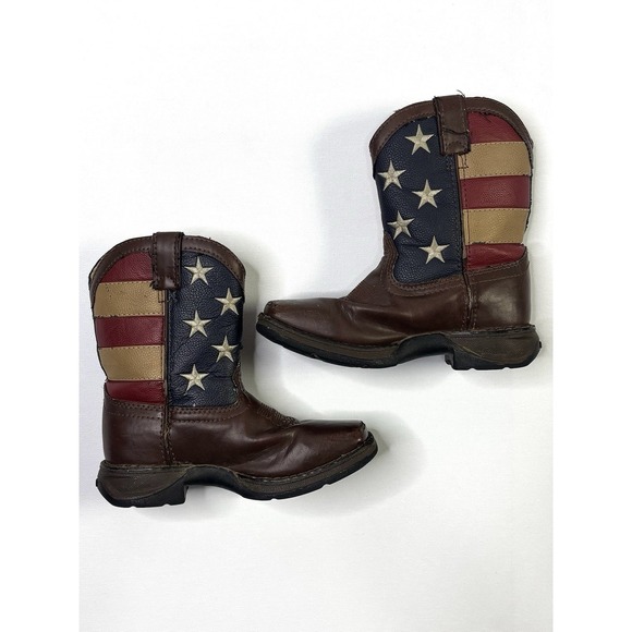 Durango Western Boots Kids 12M Brown America USA Flag Cowboy BT245 - Picture 2 of 16